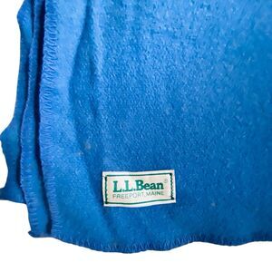 Vintage L.L.Bean  100% Wool Blanket Violet Blue  Lightweight 94x66" Whipstitch